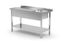 Edelstahl Gastro-Spültisch Mit Arbeitsfläche & Ablagefach (Becken Rechts) | AISI 430 Qualität |HxBxT 85x180x60 -Wenko Verkäufe 078107db fead 40ca a493 411277c885dd