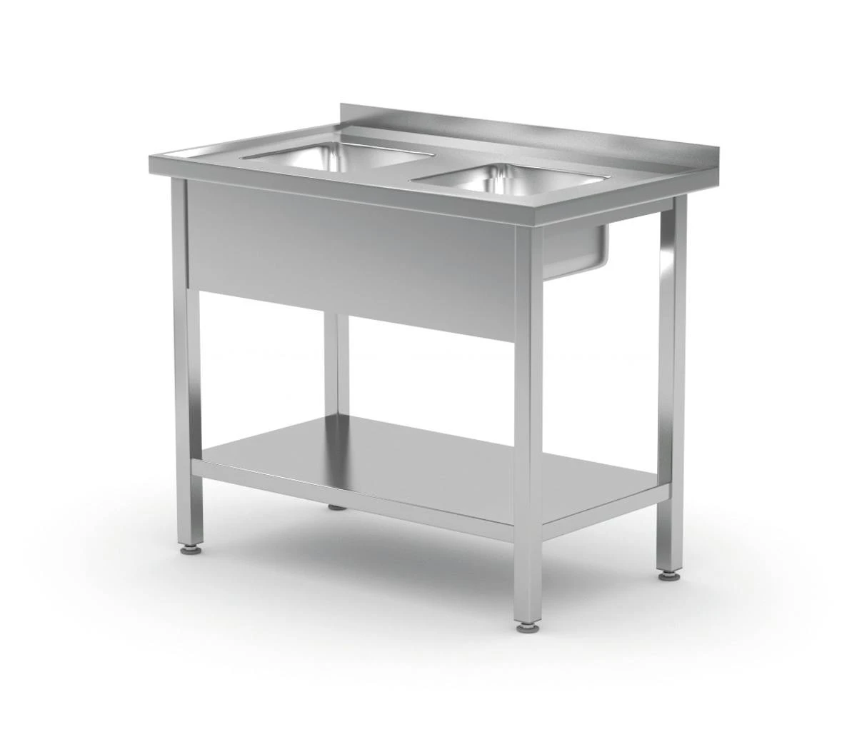 Edelstahl Gastro-Spültisch Mit 2 Kleinen Spülbecken (mit Ablagefach) | AISI 430 Qualität | HxBxT 85x90x60 4 Edelstahl Gastro-Spültisch Mit 2 Kleinen Spülbecken (mit Ablagefach) | AISI 430 Qualität | HxBxT 85x90x60 – Bild 4