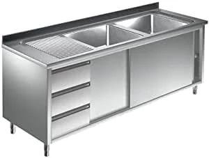 Gastrotrade Spülschrank Mit 2 Becken Rechts 200x70x85cm 5 Gastrotrade Spülschrank Mit 2 Becken Rechts 200x70x85cm – Bild 5