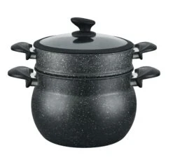 3 Tlg Kuskus Topf 8L Dampfgarer COUSCOUS Ø24cm Dampfkocher Gemüse Steamer Induktion Mantykocher