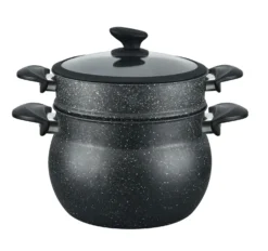 3 Tlg Kuskus Topf 8L Dampfgarer COUSCOUS Ø24cm Dampfkocher Gemüse Steamer Induktion Mantykocher