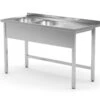 Edelstahl Gastro-Spültisch Mit 2 Spülbecken (links) & Arbeitsfläche | AISI 430 Qualität | HxBxT 85x150x70