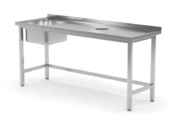 Edelstahl Gastro-Spültisch Mit Öffnung Für Abfälle & Spülbecken (links) | AISI 430 Qualität | HxBxT 85x150x60