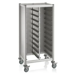 WAS Germany - GN Tablettwagen Trolley Mensa, 1/1 Für 2x10 Tabletts, Silber, 80 X 60 X 165 Cm, MDF/Alu (1955253)