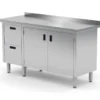 Edelstahl Gastro-Arbeitstisch Mit 2 Schubladen Und 2 Klapptüren | AISI 430 Qualität | HxBxT 85x110x60cm