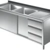 Gastrotrade Spülschrank Mit 2 Becken Links 140x60x85cm