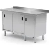 Edelstahl Gastro-Arbeitstisch Mit 1 Klapptür Links Und 2 Schiebetüren | AISI 430 Qualität | HxBxT 85x160x60cm