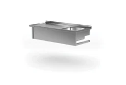 Edelstahl Gastro-Handwaschbecken Rechts (für Die Wand) | AISI 430 Qualität | HxBxT 30x120x70