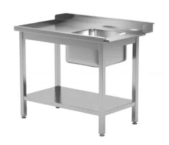 Edelstahl Gastro-Verladetisch Für Spülmaschinen Mit Spülbecken & Ablagefach (links) | AISI 430 Qualität | HxBxT 85x110x76