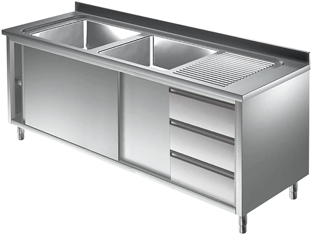 Gastrotrade Spülschrank Mit 2 Becken Rechts 200x70x85cm 7 Gastrotrade Spülschrank Mit 2 Becken Rechts 200x70x85cm – Bild 7
