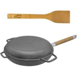 22cm Bratpfanne Aus Gusseisen Mit Abnehmbarem Griff, Deckel-Bratpfanne Und Pfannenwender