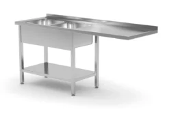 Edelstahl Gastro-Entladetisch Für Spülmaschinen Auf 4 Breinen + 2 Spülbecken (links) | AISI 430 Qualität | HxBxT 85x160x60 -Wenko Verkäufe 48b49a79 8da8 4406 bc8b c187cde48ab3 2