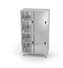 Edelstahl Gastro-Vorratsschrank Mit Trennwand Und Schiebetüren | AISI 430 Qualität | HxBxT 180x120x70