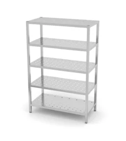 Edelstahl Gastro-Lagerregal Mit 5 Perforierten Ablagefächern | AISI 430 Qualität | HxBxT 180x120x60