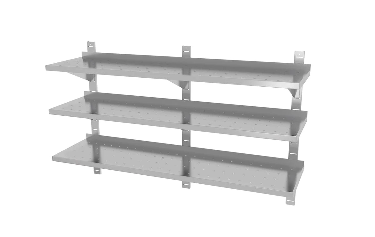 Edelstahl Gastro-Wandboard Verstellbar & Perforiert (3 Ablagefächer) | AISI 430 Qualität | HxBxT 87,5x110x40 5 Edelstahl Gastro-Wandboard Verstellbar & Perforiert (3 Ablagefächer) | AISI 430 Qualität | HxBxT 87,5x110x40 – Bild 5