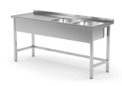 Edelstahl Gastro-Spültisch Mit 2 Spülbecken (rechts) & Scharniertüre | AISI 430 Qualität | HxBxT 85x160x60 -Wenko Verkäufe 4e86be3d c286 4f09 b265 c5bffa571e1b