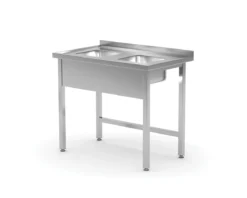 Edelstahl Gastro-Spültisch Mit 2 Kleinen Spülbecken (ohne Ablagefach) | AISI 430 Qualität | HxBxT 85x80x60