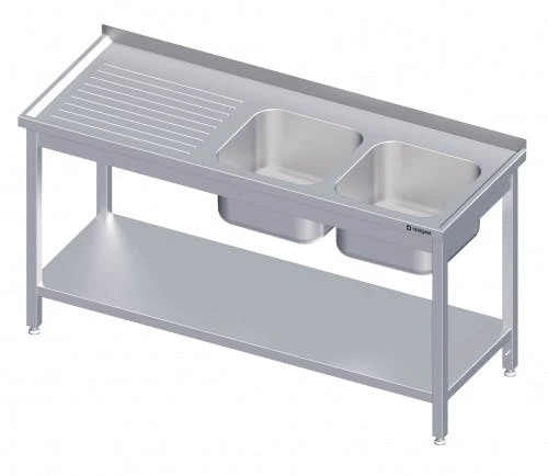 Spültisch Ohne Grundboden, Mit Zwei Becken, Mit Aufkantung, Verschweißt : 1200x600x850 Mm Becken Rechts 7 Spültisch Ohne Grundboden, Mit Zwei Becken, Mit Aufkantung, Verschweißt : 1200x600x850 Mm Becken Rechts – Bild 7