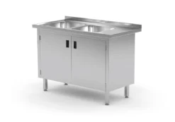 Edelstahl Gastro-Spültisch Mit 2 Spülbecken (rechts) & Scharniertüre | AISI 430 Qualität | HxBxT 85x150x70 -Wenko Verkäufe 6ca2ccac d8d6 49ad 895c edfeb9387078 1