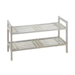 WENKO Regalsystem Norway Aus Walnussholz Mit 2 Ablagen Natur Weiß