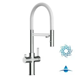 4 Wege Wasserhahn Küchenarmatur Spültischmischer FC, Verchromt, Mit 360° Schwenkbarem Weiss Auslauf Und Abnehmbare 2 Strahl Handbrause