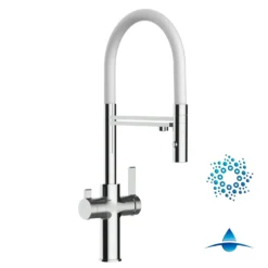 4 Wege Wasserhahn Küchenarmatur Spültischmischer FC, Verchromt, Mit 360° Schwenkbarem Weiss Auslauf Und Abnehmbare 2 Strahl Handbrause