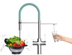 3 Wege Wasserhahn Küchenarmatur Spültischmischer FC, Verchromt, Mit 360° Schwenkbarem Türkis Auslauf Und Abnehmbare 2 Strahl Handbrause -Wenko Verkäufe 7d379b03 f629 4e76 b8dc f460626ce4c4 scaled