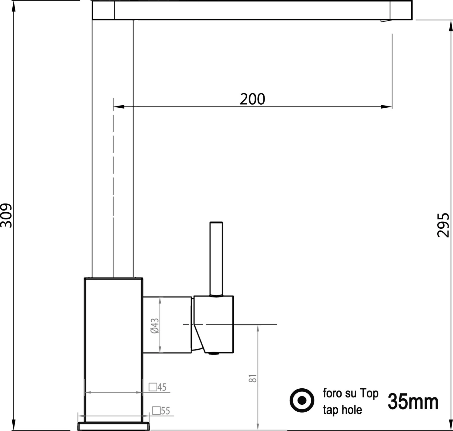 Wasserhahn Küchenarmatur Spültischmischer, Verchromt Mit 360° Schwenkbarem Superflachem Auslauf , Quadratisches Design 6 Wasserhahn Küchenarmatur Spültischmischer, Verchromt Mit 360° Schwenkbarem Superflachem Auslauf , Quadratisches Design – Bild 6