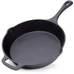 BBQ-Nerd© Grillpfanne Ø 25 Cm 2600g Mit Ausgießer Und Griff | Gusseisenpfanne Zum Grillen, Rösten, Anbraten | Antihaft-Pfanne Feuerpfanne