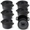 BBQ-Nerd© 6er Set Mini Dutch Oven | Kleiner Gusseisentopf Mit Deckel 11x5cm Für Grill, Feuerstelle, Backofen, Herd ǀ Serviertöpfe Kochtopf Schmortopf