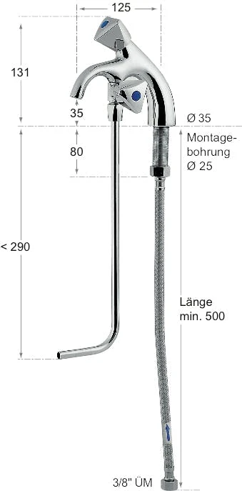 Bierthekenarmatur Mit 1 Unterspühlrohr Kaltwasser 6 Bierthekenarmatur Mit 1 Unterspühlrohr Kaltwasser – Bild 6