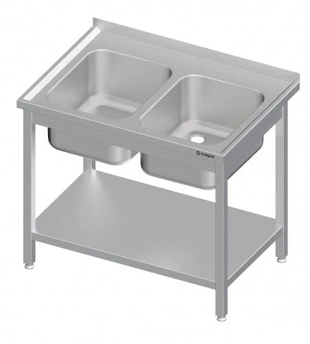 Spültisch Mit Grundboden, Mit Zwei Becken, Mit Aufkantung, Verschweißt : 2800x700x850 Mm Becken Links 3 Spültisch Mit Grundboden, Mit Zwei Becken, Mit Aufkantung, Verschweißt : 2800x700x850 Mm Becken Links – Bild 3