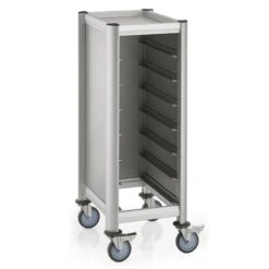 WAS Germany - GN Tablettwagen Trolley Mensa, 1/1 Für 7 Tabletts, Silber, 60,5 X 44,5 X 125 Cm, MDF/Alu (1955507)