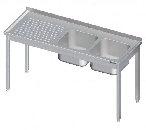 Spültisch Mit Grundboden, Und Flügeltürschrank, Mit Zwei Becken, Mit Aufkantung, Verschweißt : 1600x700x850 Mm Becken Links 4 Spültisch Mit Grundboden, Und Flügeltürschrank, Mit Zwei Becken, Mit Aufkantung, Verschweißt : 1600x700x850 Mm Becken Links – Bild 4