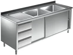 Gastrotrade Spülschrank Mit 2 Becken Rechts 180x60x85cm
