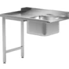 Edelstahl Gastro-Entladetisch Für Spülmaschinen Auf 2 Beinen + Spülbecken (rechts) | AISI 430 Qualität | HxBxT 85x120x70
