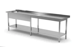 Edelstahl Gastro-Spültisch Lang Mit Arbeitsfläche & Ablagefach (Becken Links) | AISI 430 Qualität | HxBxT 85x270x60 -Wenko Verkäufe c64de4e4 9ac7 4496 9f89 59d20343c257