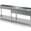 Edelstahl Gastro-Spültisch Lang Mit Arbeitsfläche & Ablagefach (Becken Rechts) | AISI 430 Qualität | HxBxT 85x260x70