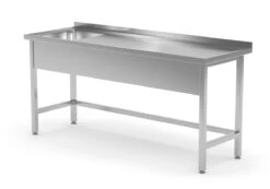 Edelstahl Gastro-Spültisch Lang (Becken Links) | AISI 430 Qualität | HxBxT 85x130x60
