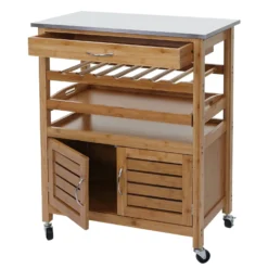 Servierwagen HWC-G35, Küchenwagen Rollwagen Küchenhelfer Beistellwagen Teewagen, Kiefernholz 89x119x41cm, Natur-weiß -Wenko Verkäufe de59497c 322b 4926 b456 01f4f935ec78