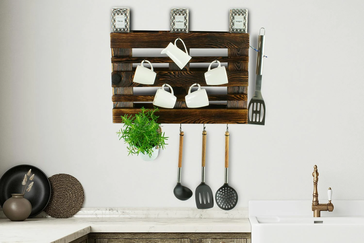 PAL-BABY Wandregal, Wandgarderobe Z.B. Für Gartenwerkzeuge, Tassen Oder Anderes / Blau - Yakisugi 5 PAL-BABY Wandregal, Wandgarderobe Z.B. Für Gartenwerkzeuge, Tassen Oder Anderes / Blau - Yakisugi – Bild 5