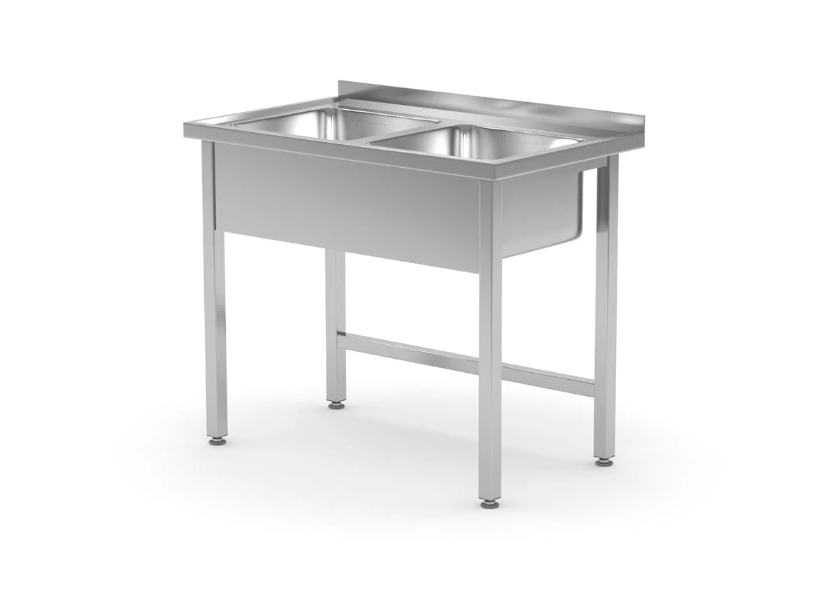 Edelstahl Gastro-Spültisch Mit 2 Kleinen Spülbecken (ohne Ablagefach) | AISI 430 Qualität | HxBxT 85x80x60 5 Edelstahl Gastro-Spültisch Mit 2 Kleinen Spülbecken (ohne Ablagefach) | AISI 430 Qualität | HxBxT 85x80x60 – Bild 5