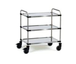 Edelstahl-Etagenwagen, Tragl. 120kg, 3 Etage(n), Ladefl. LxB 800x500mm, Edelstahlböden M. Rand, Vollgummi-Bereifung -Wenko Verkäufe e3fc8081 d3da 4128 b41e 845f7f189665