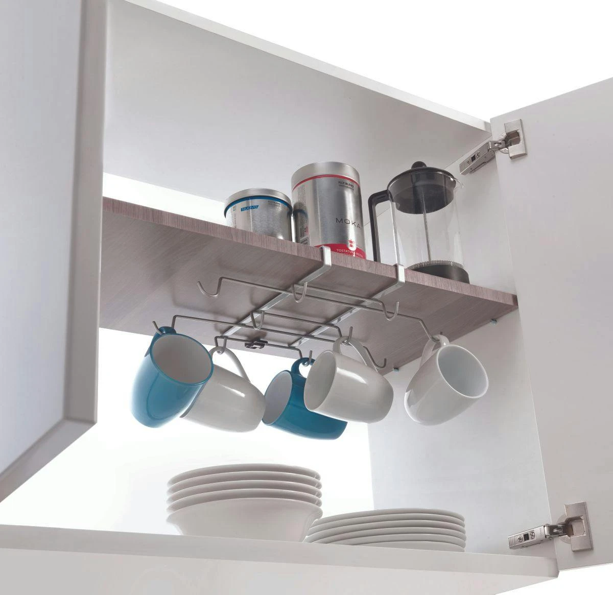 2er Set Tassenhalter Becherhalter Schrankeinsatz Unterbau Regalboden Aufhängung 7 2er Set Tassenhalter Becherhalter Schrankeinsatz Unterbau Regalboden Aufhängung – Bild 7