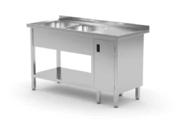 Edelstahl Gastro-Spültisch Mit 2 Spülbecken (rechts) & Scharniertüre | AISI 430 Qualität | HxBxT 85x150x70 -Wenko Verkäufe ebb15b11 9d2d 4ade af7f 6f0834977120