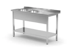 Edelstahl Gastro-Spültisch Mit 2 Spülbecken (links) & Ablagefach | AISI 430 Qualität | HxBxT 85x120x70 -Wenko Verkäufe edee5a03 179b 4f5e b2db c9cf947614bd