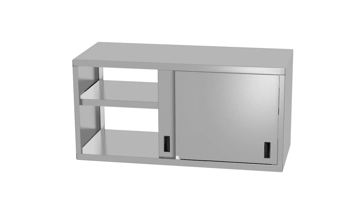 Edelstahl Gastro-Hängeschrank (offen) Mit Schiebetüren | AISI 430 Qualität | HxBxT 60x120x40 1 Edelstahl Gastro-Hängeschrank (offen) Mit Schiebetüren | AISI 430 Qualität | HxBxT 60x120x40